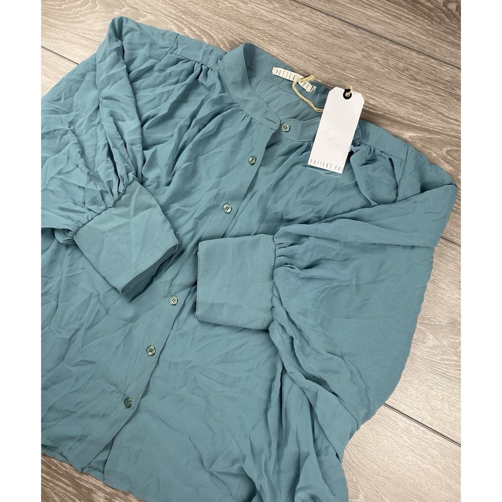 Potters‎ Pot Women's Jane Blouse Blue Green Size Large New